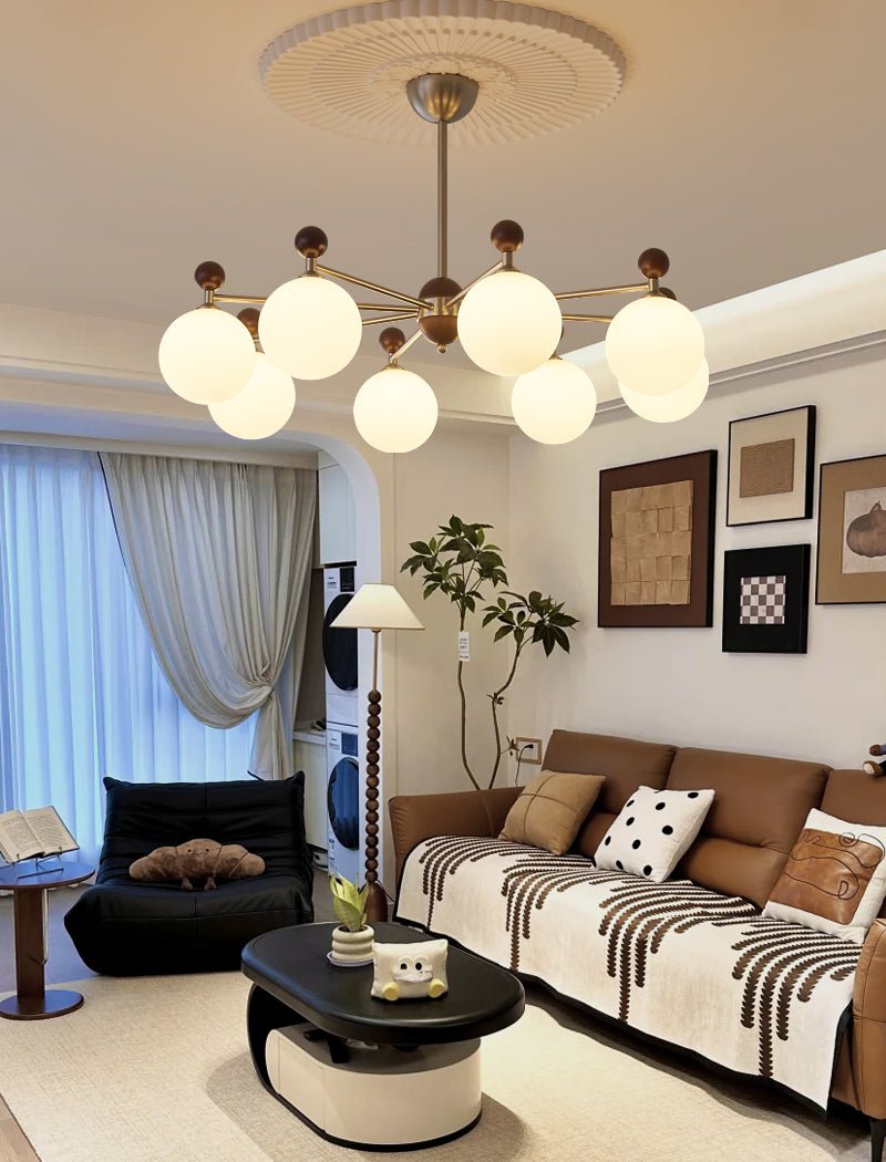 Cimirora Traditional Elegance Wood Glass Chandelier-Neutral Decor