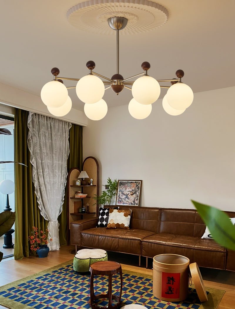 Cimirora Traditional Elegance Wood Glass Chandelier-Neutral Decor