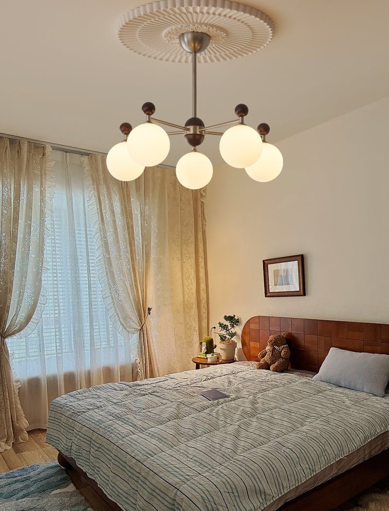 Cimirora Traditional Elegance Wood Glass Chandelier-Neutral Decor