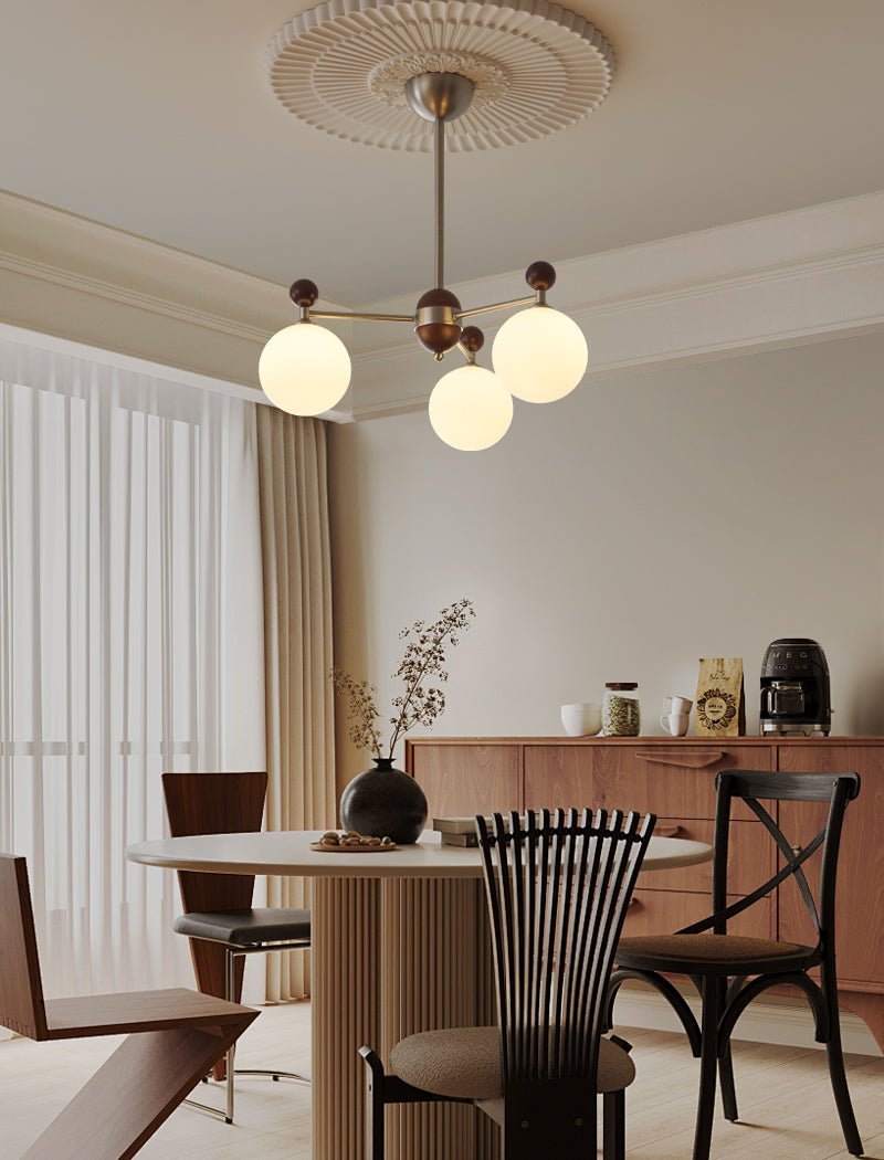 Cimirora Traditional Elegance Wood Glass Chandelier-Neutral Decor