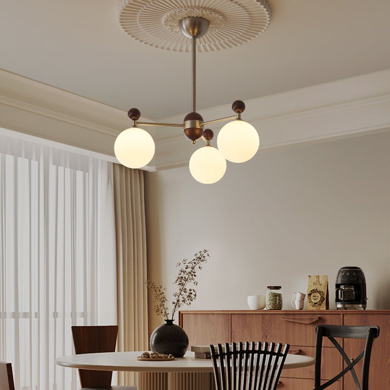 Cimirora Traditional Elegance Wood Glass Chandelier-Neutral Decor