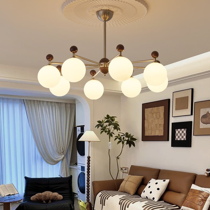 Cimirora Traditional Elegance Wood Glass Chandelier-Neutral Decor