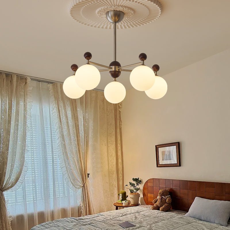 Cimirora Traditional Elegance Wood Glass Chandelier-Neutral Decor