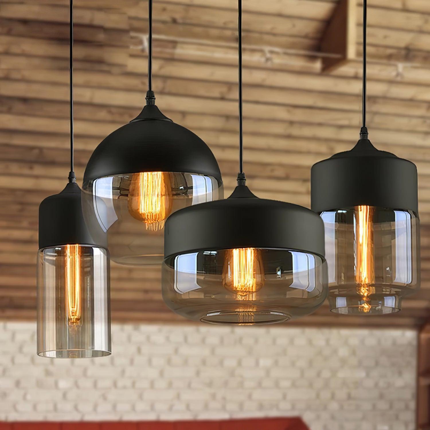 Aura Industrial Glass Pendant Lamp-Neutral Decor