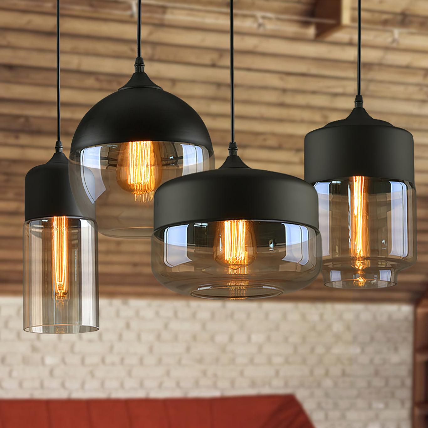 Aura Industrial Glass Pendant Lamp-Neutral Decor
