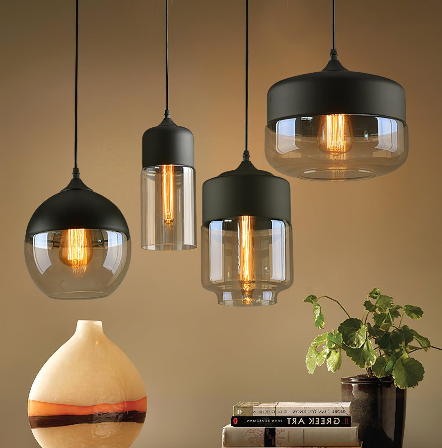 Aura Industrial Glass Pendant Lamp-Neutral Decor