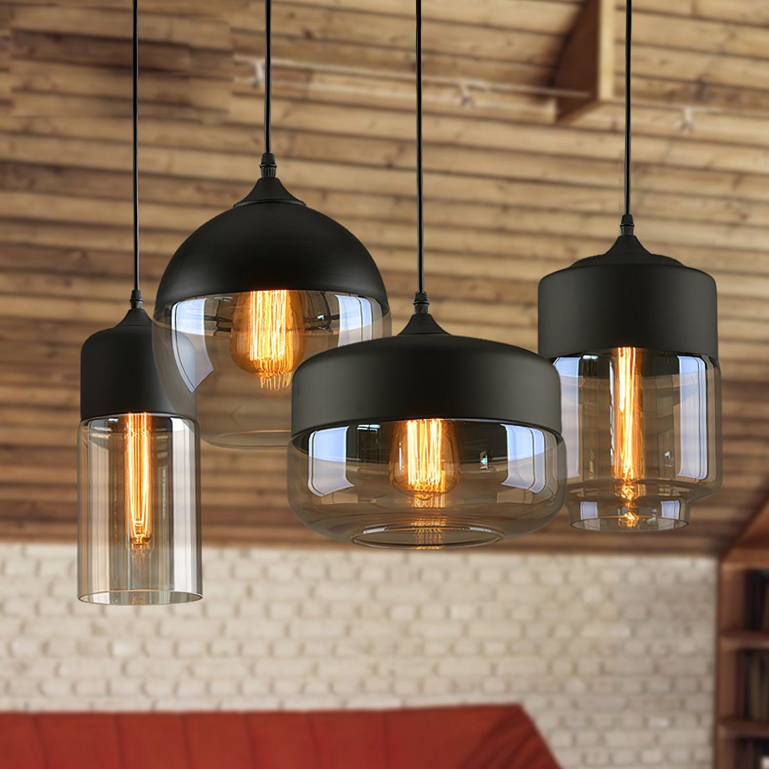 Aura Industrial Glass Pendant Lamp-Neutral Decor