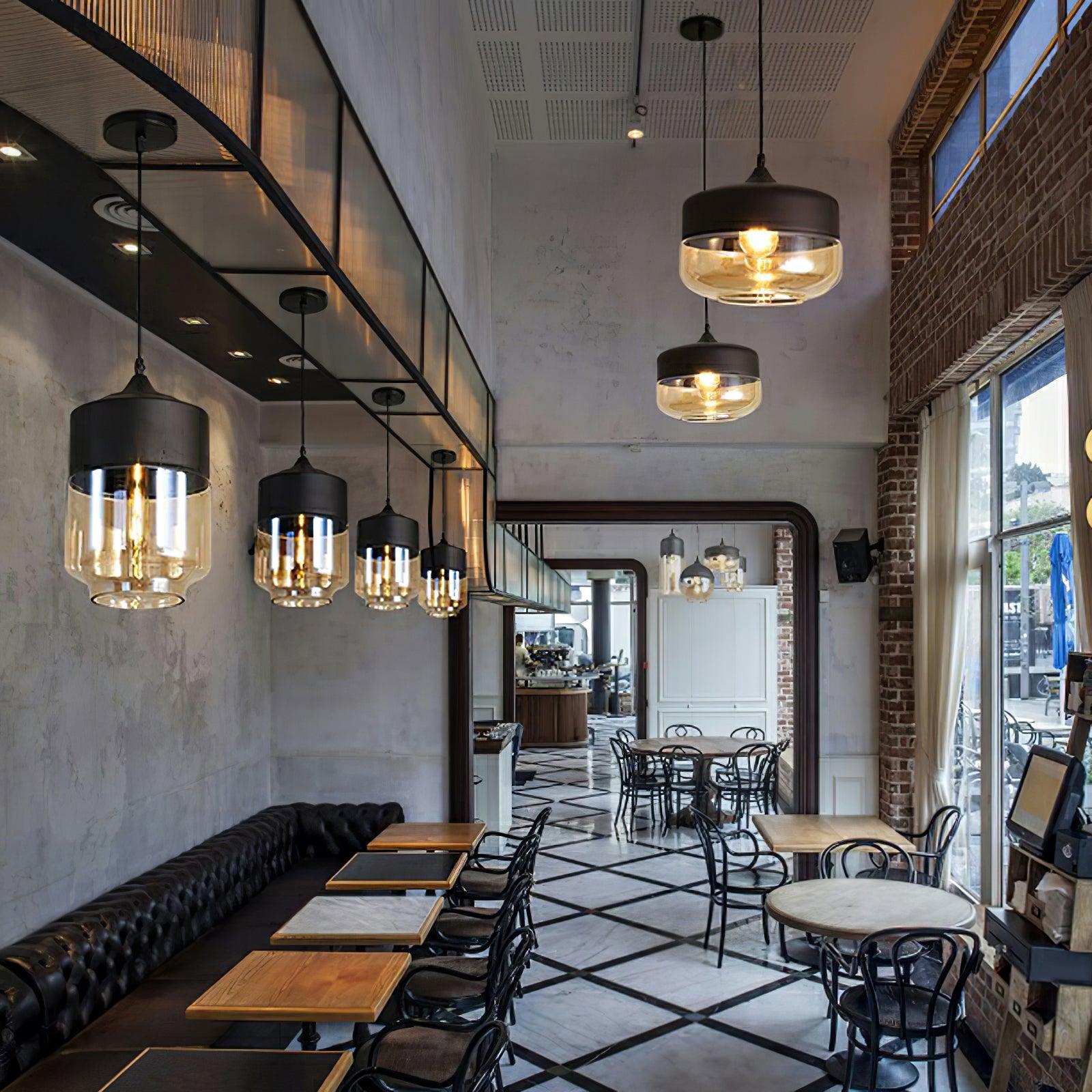 Aura Industrial Glass Pendant Lamp-Neutral Decor