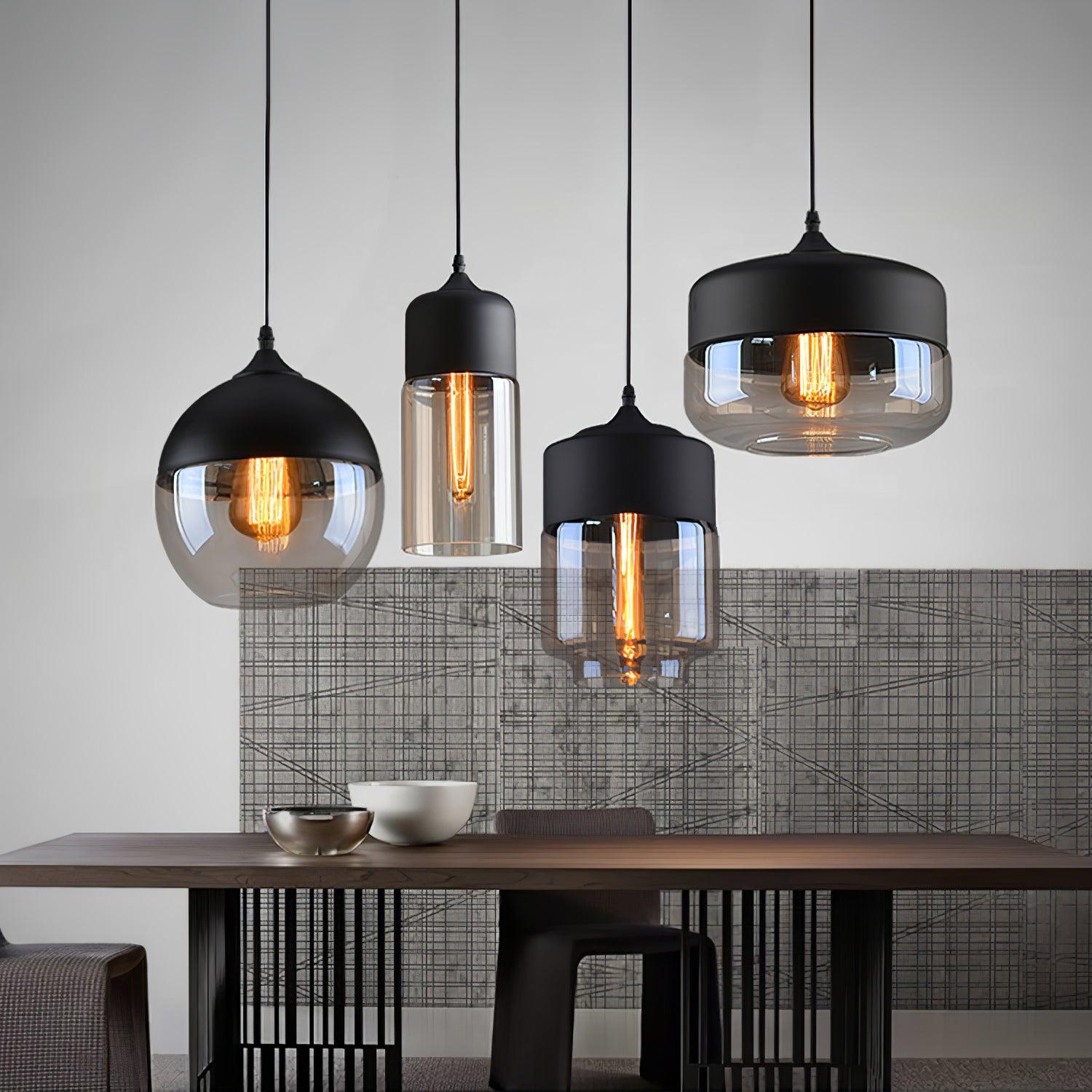 Aura Industrial Glass Pendant Lamp-Neutral Decor
