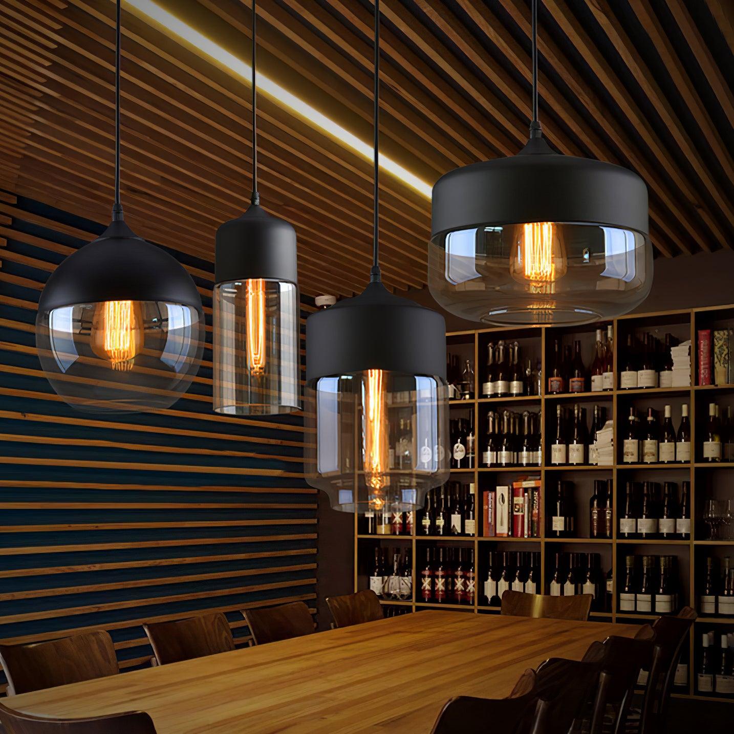 Aura Industrial Glass Pendant Lamp-Neutral Decor