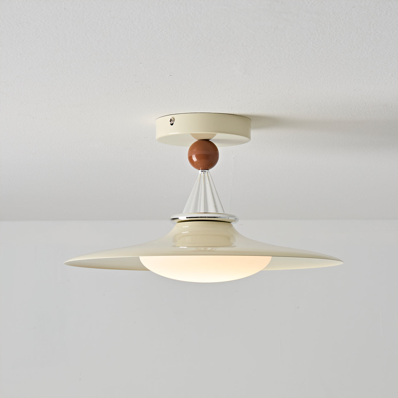 Detail shot of the chrome accent on the Eden Ceiling Light.