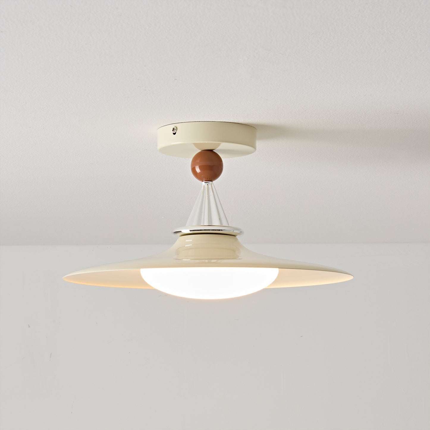 The integrated LED light source of the Eden Ceiling Light.