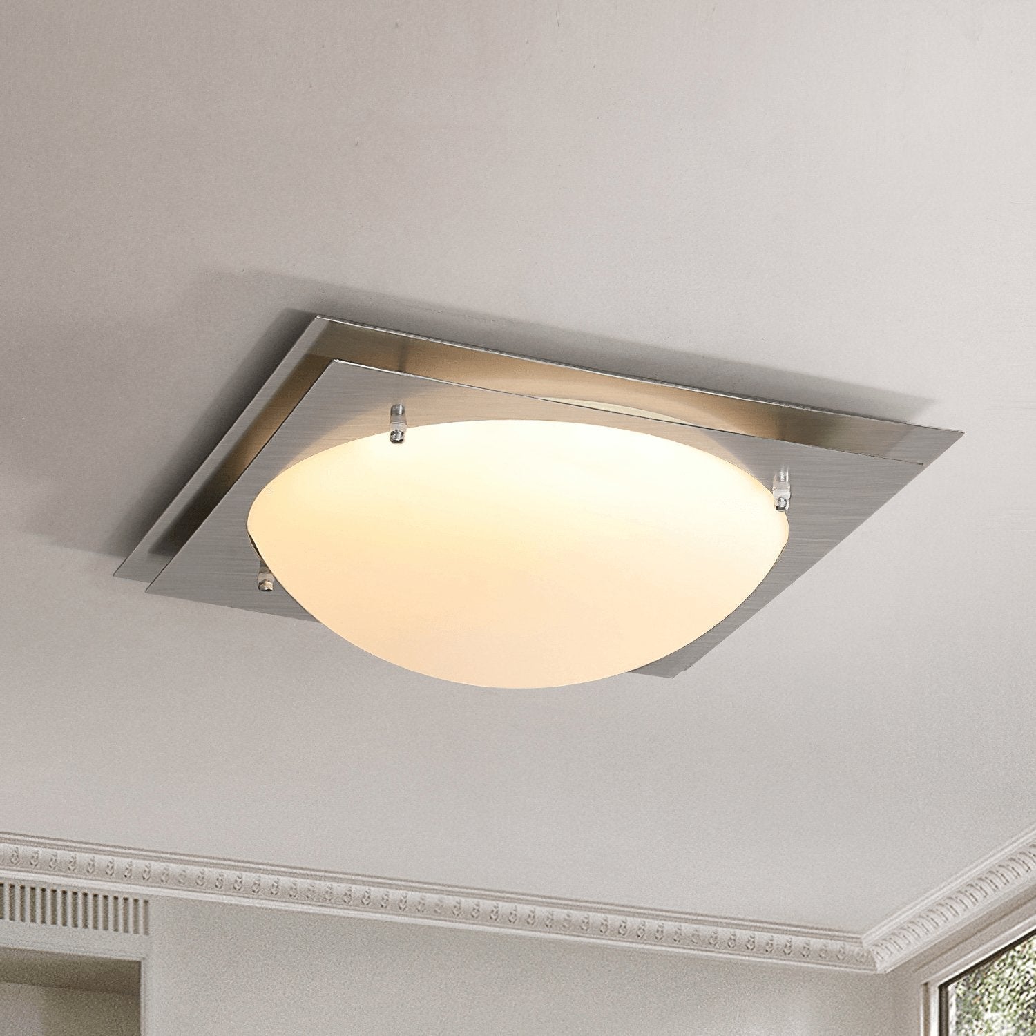 Vane Glass & steel Ceiling Lamp-Neutral Decor