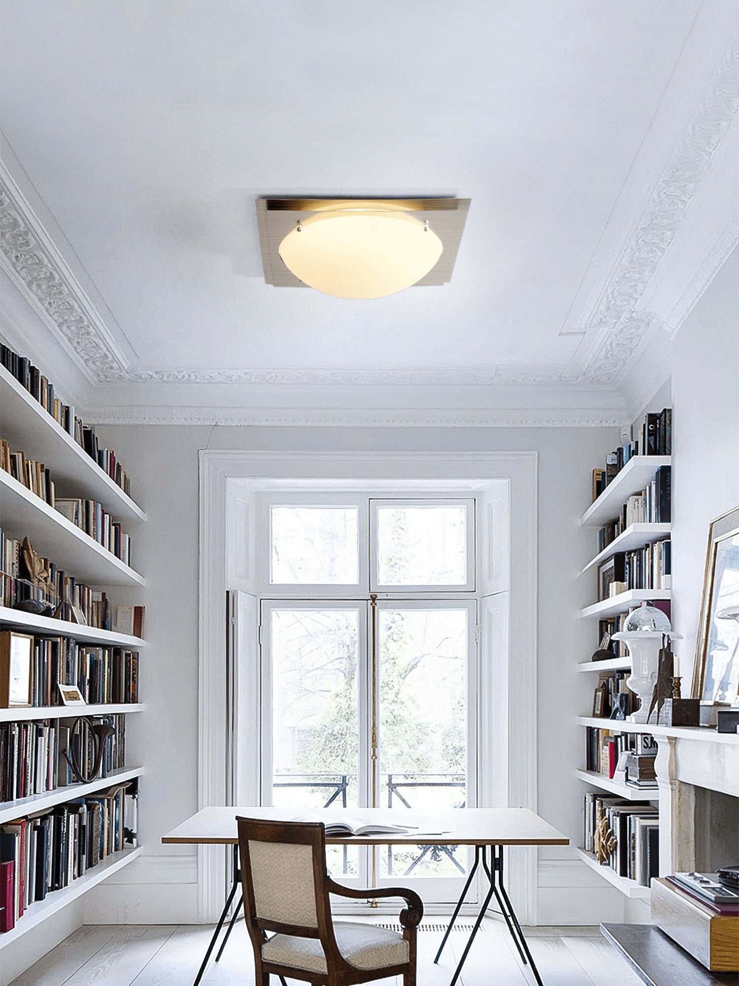 Vane Glass & steel Ceiling Lamp-Neutral Decor