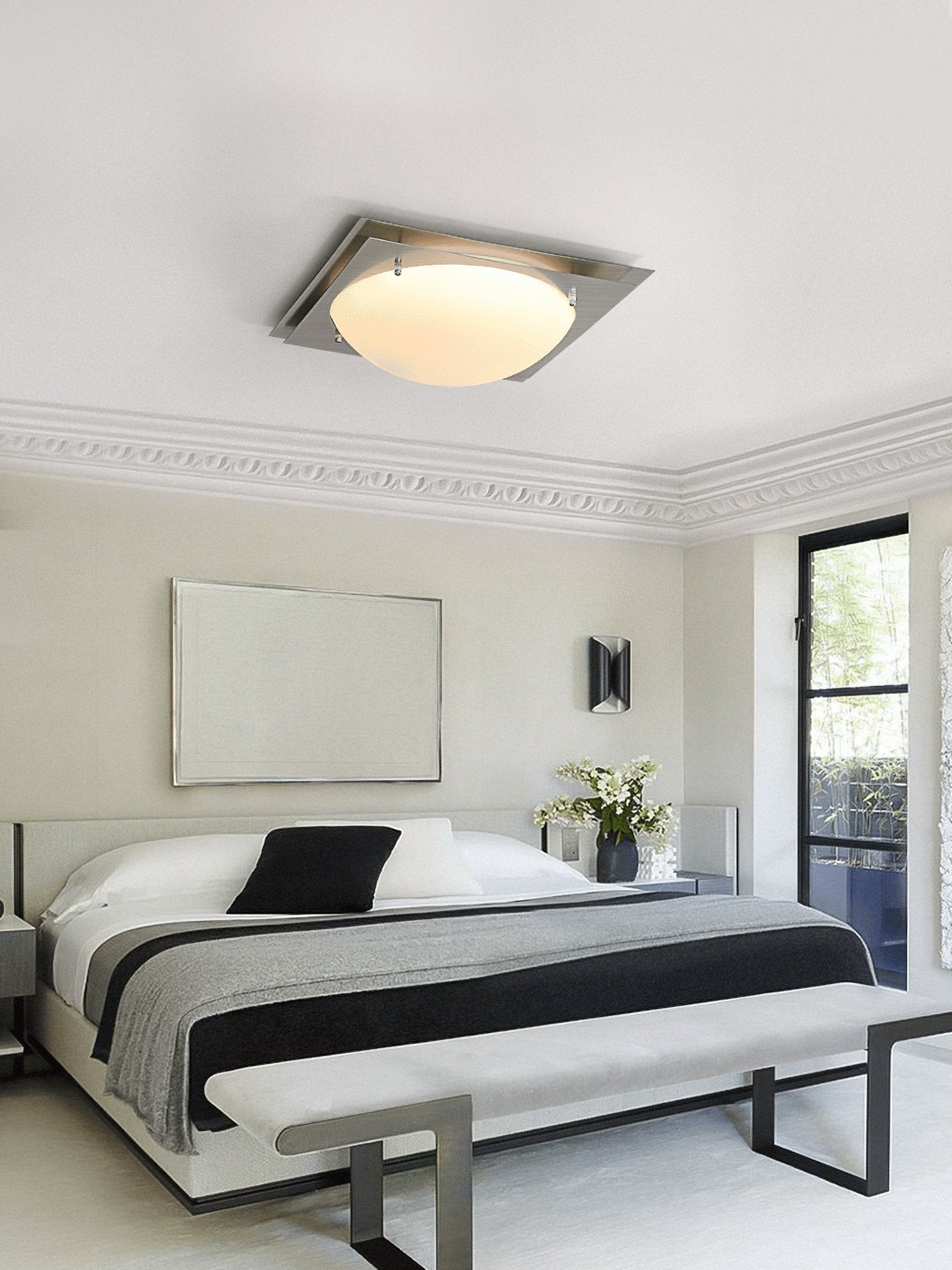 Vane Glass & steel Ceiling Lamp-Neutral Decor