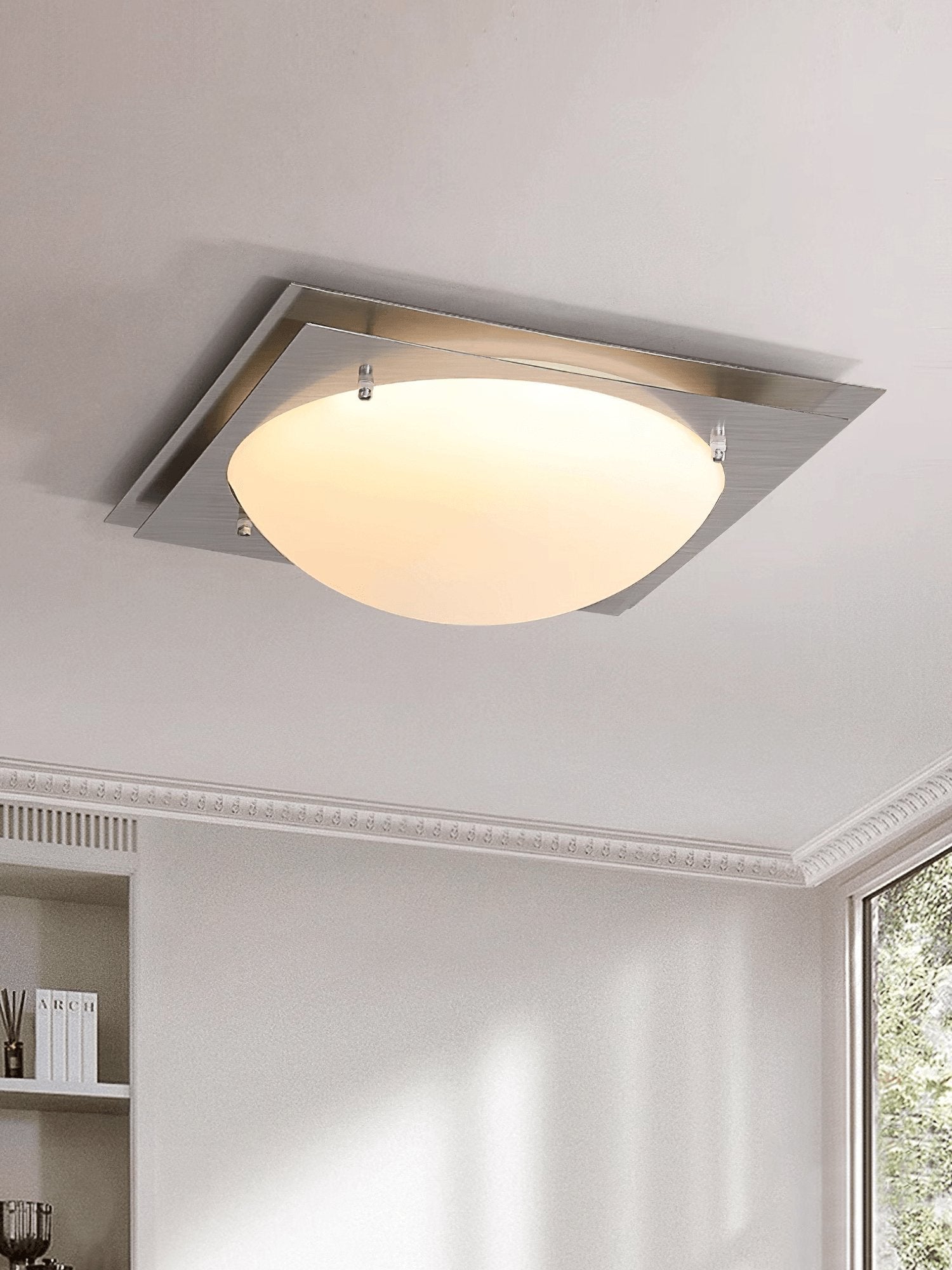 Vane Glass & steel Ceiling Lamp-Neutral Decor