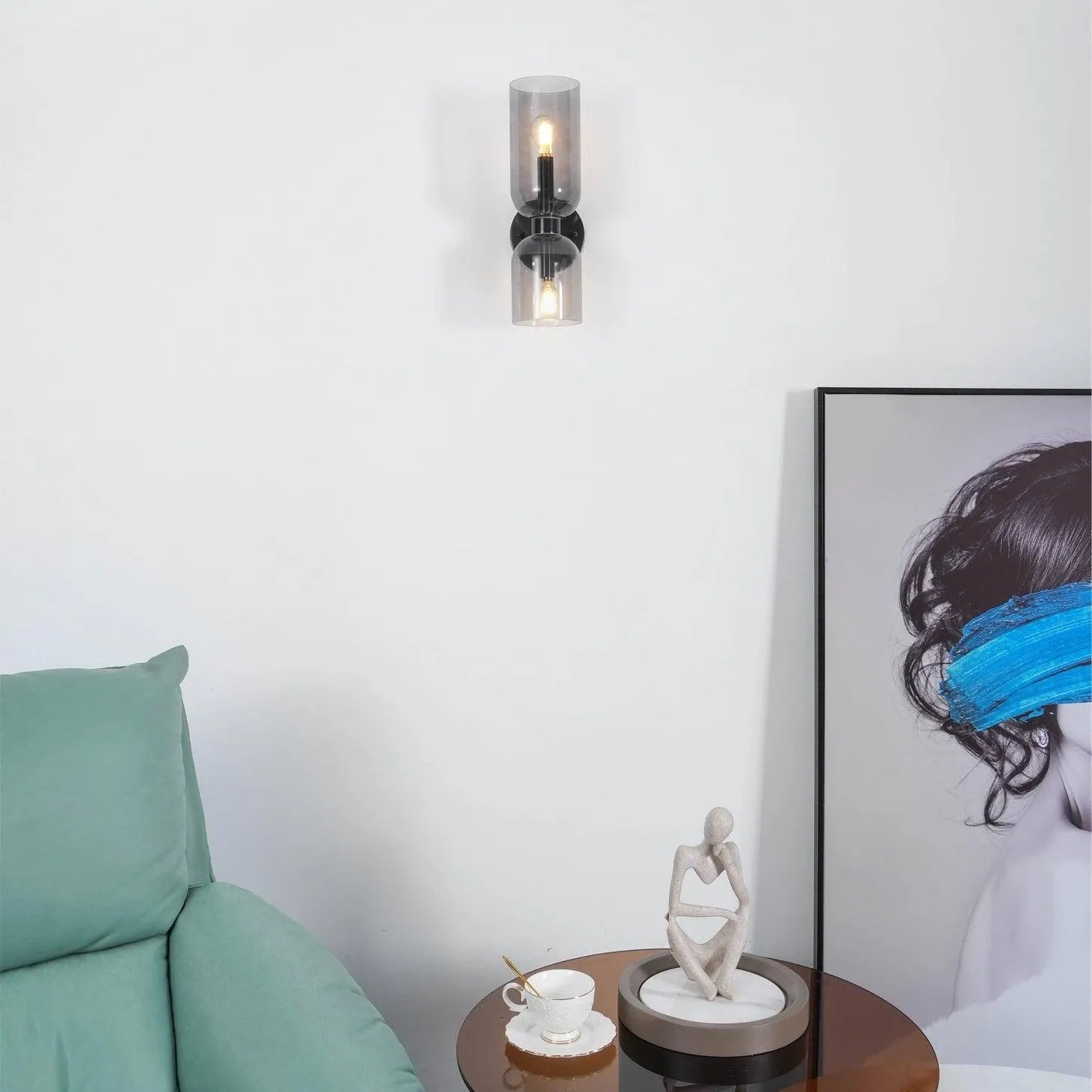 Arisha Wall Lamp Simple Double-head, White/Blue/Gray/Chrome, Bedroom - Neutral Decor