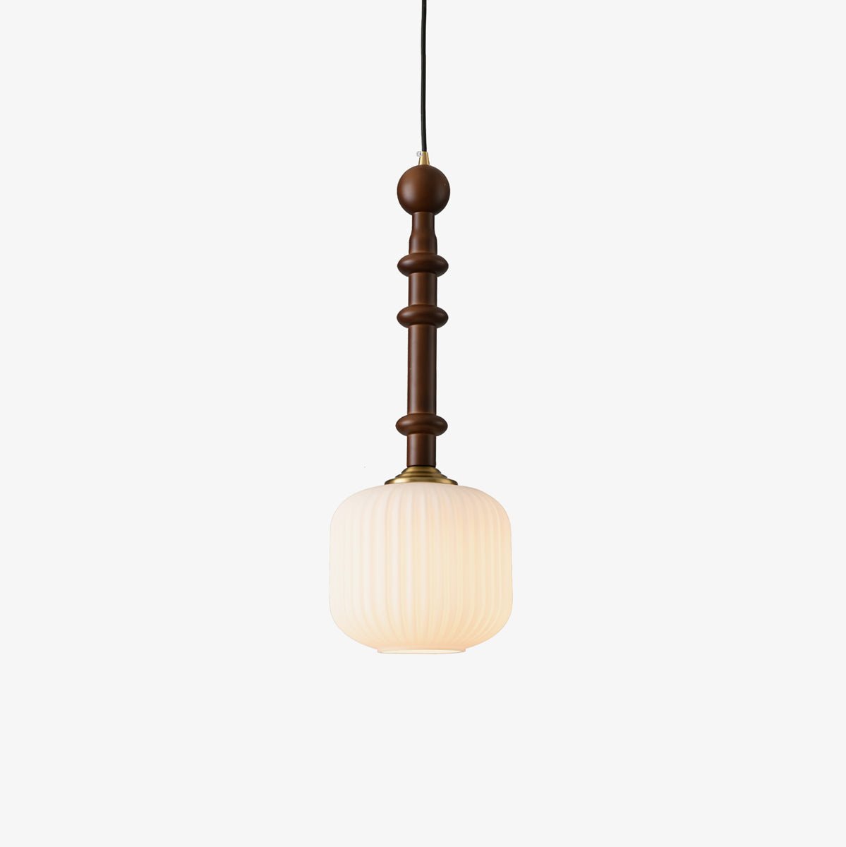 Iliror Traditional Art Wood Glass Pendant Light-Neutral Decor