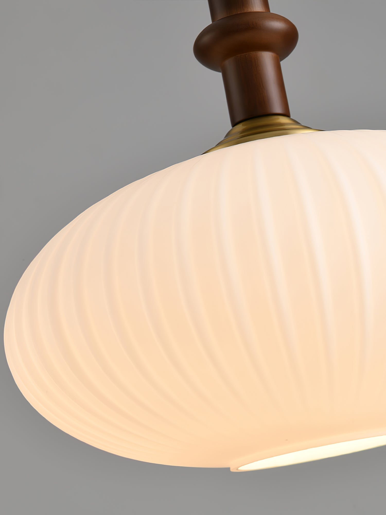 Iliror Traditional Art Wood Glass Pendant Light-Neutral Decor