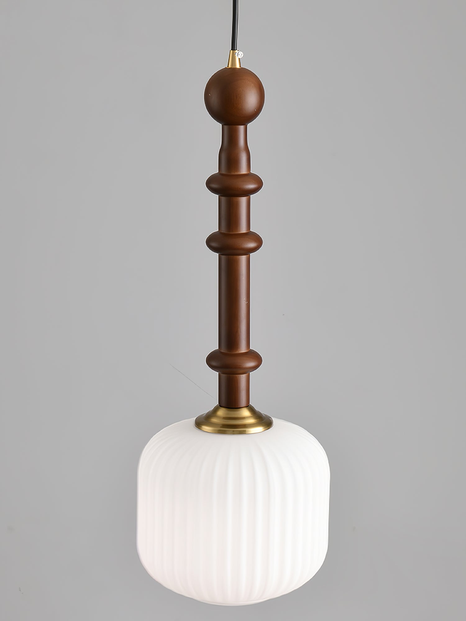 Iliror Traditional Art Wood Glass Pendant Light-Neutral Decor