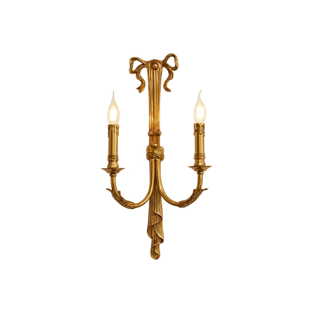 Front view of the Edith Brass Wall Lamp with two lights.