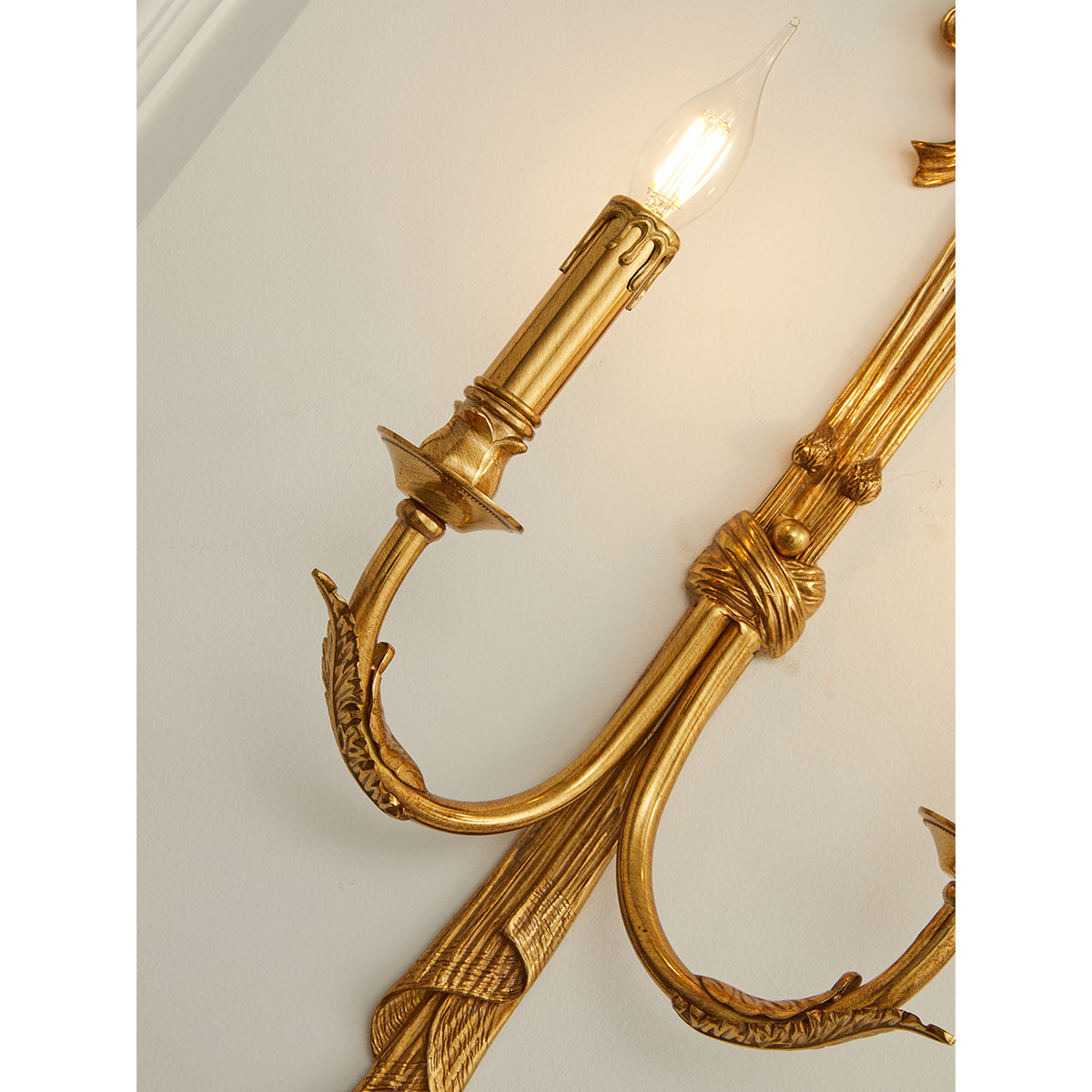 Top-down view of the two-light wall sconce.