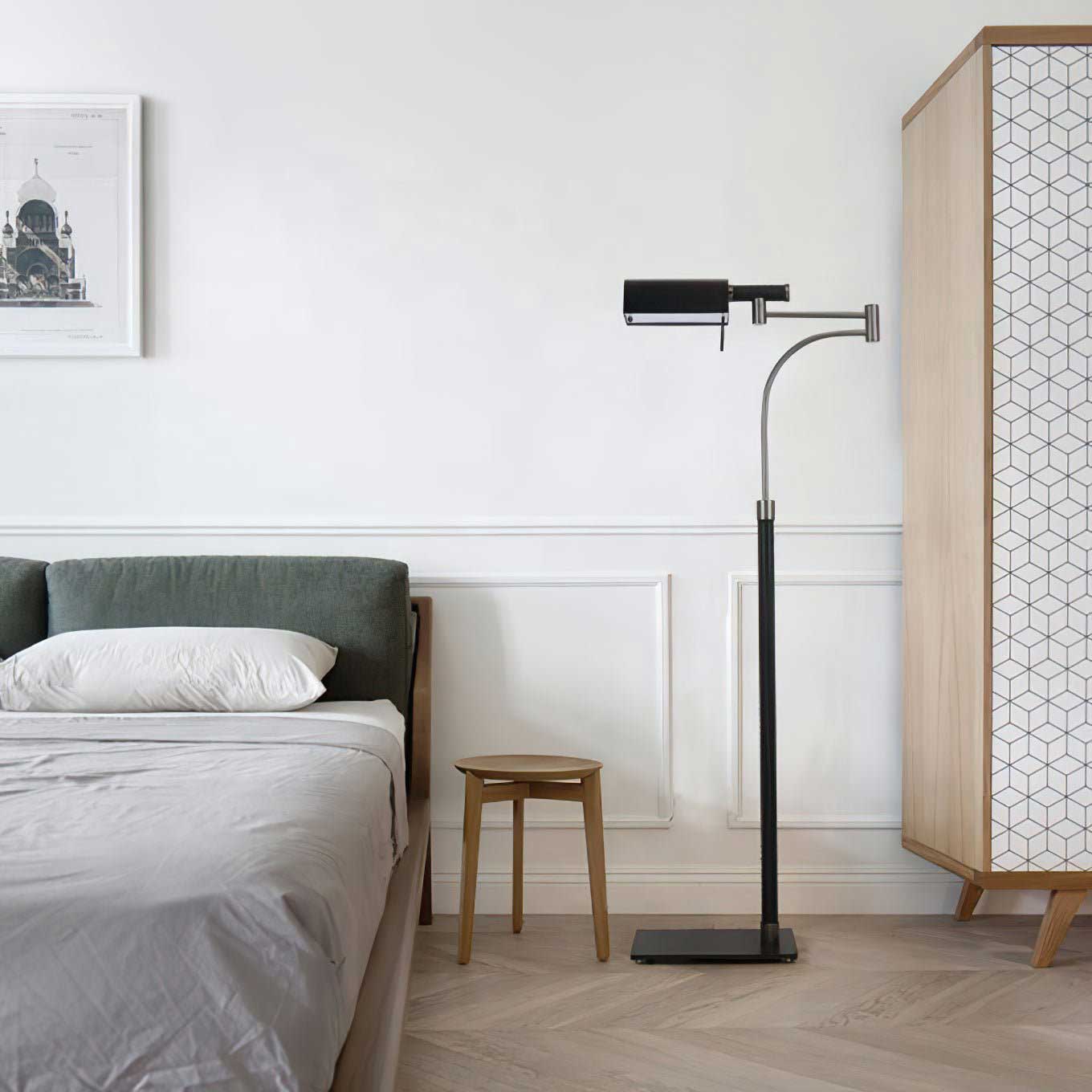 Bane Black Leather Floor Lamp-Neutral Decor