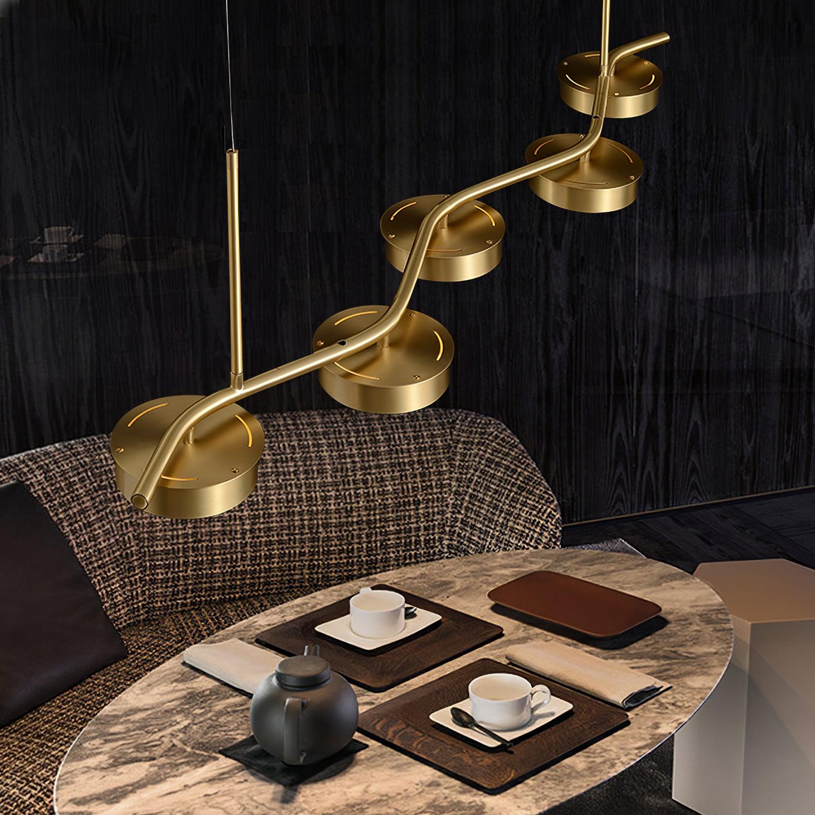 Aureus Sleek Brass Chandelier-Neutral Decor