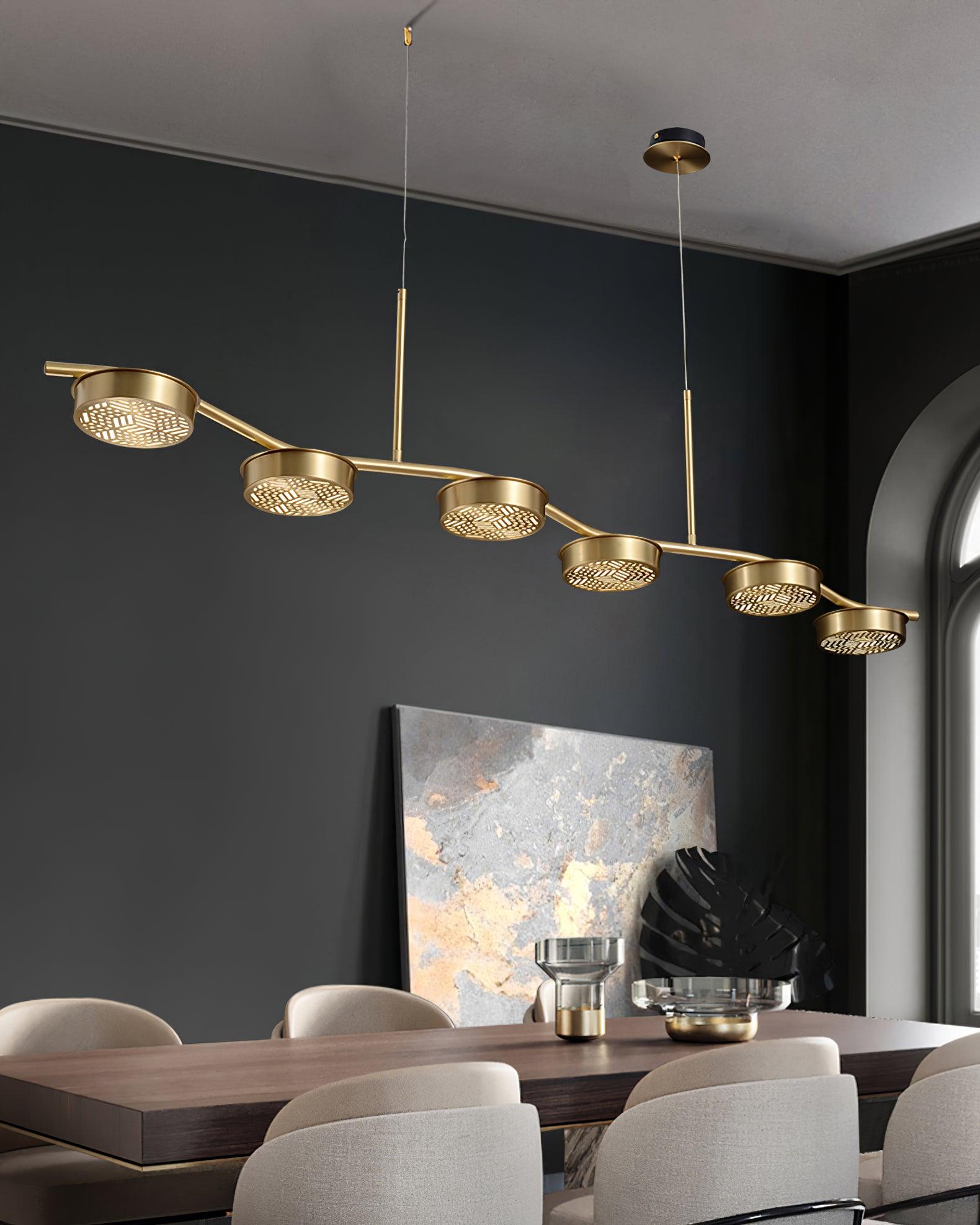 Aureus Sleek Brass Chandelier-Neutral Decor