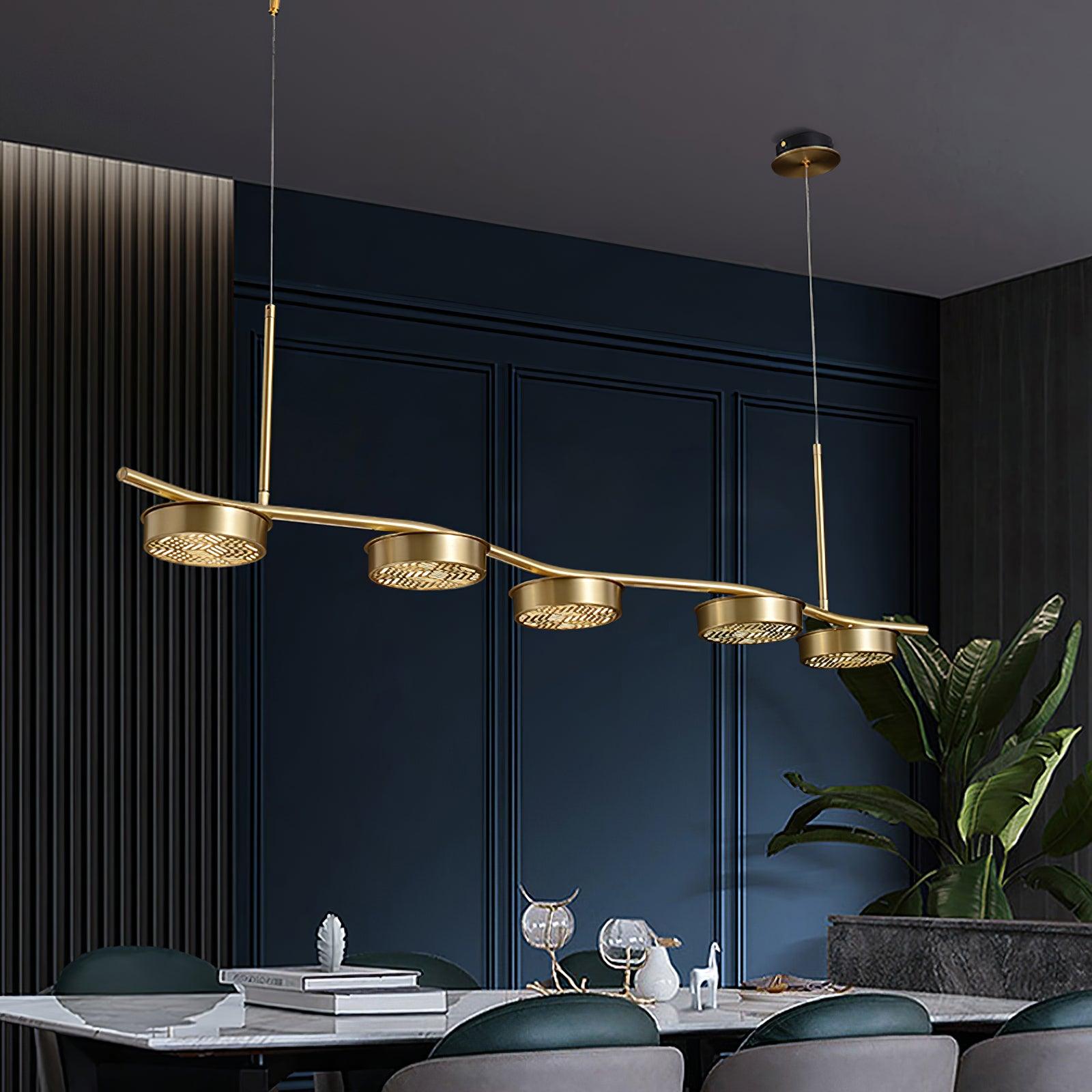 Aureus Sleek Brass Chandelier-Neutral Decor
