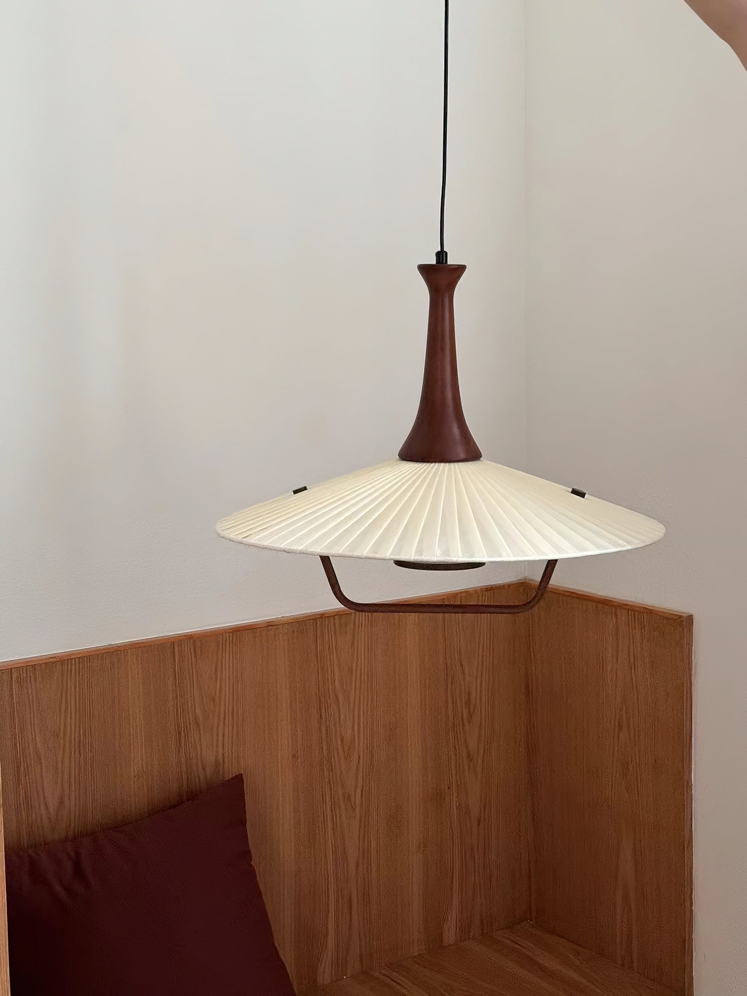 Mydorisra Traditional Classic Fabric Wood Pendant Lamp-Neutral Decor
