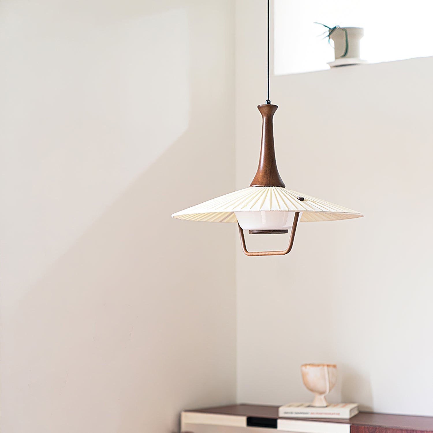 Mydorisra Traditional Classic Fabric Wood Pendant Lamp-Neutral Decor