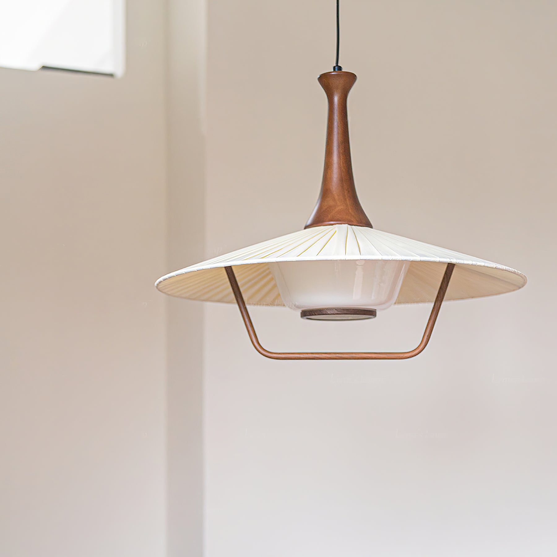 Mydorisra Traditional Classic Fabric Wood Pendant Lamp-Neutral Decor