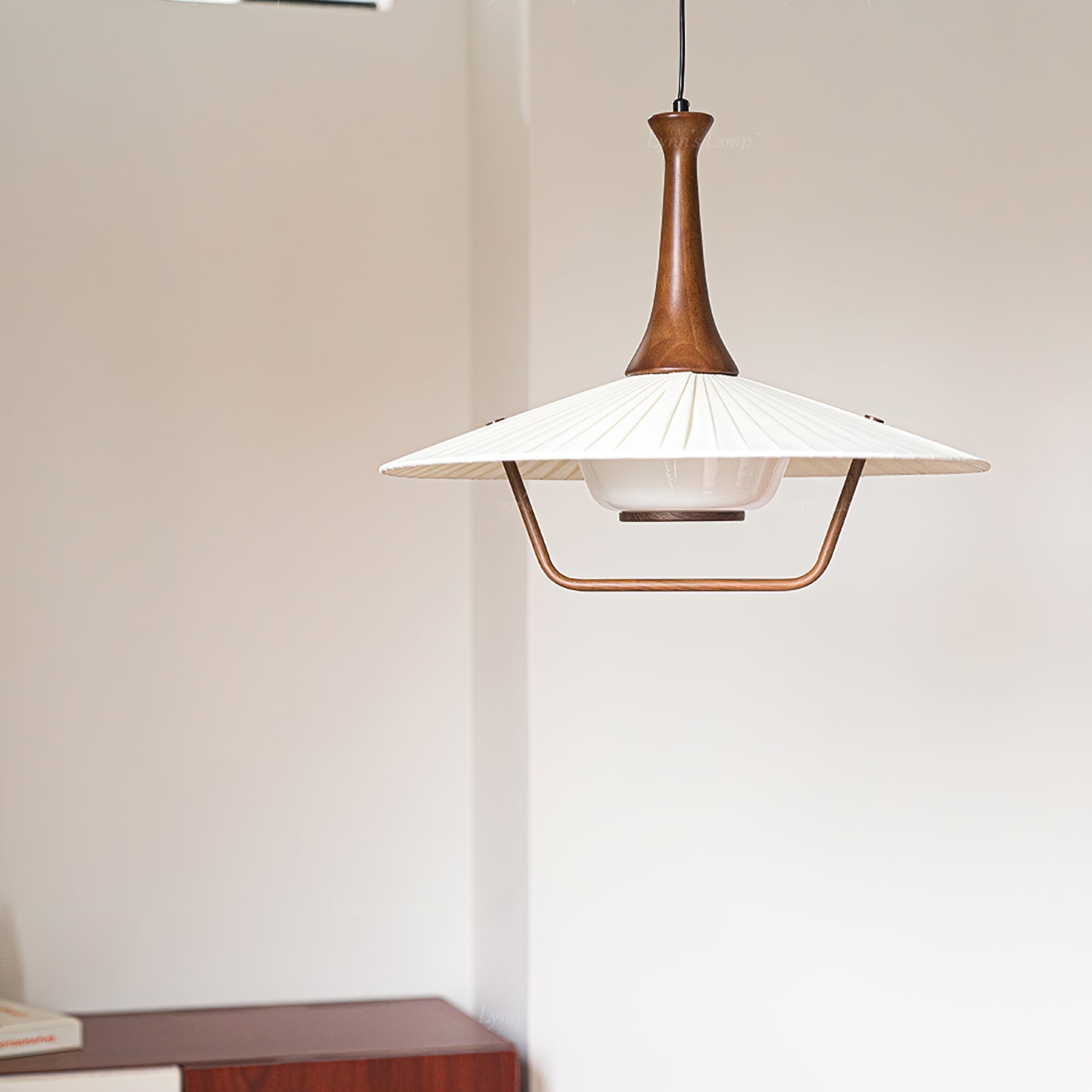 Mydorisra Traditional Classic Fabric Wood Pendant Lamp-Neutral Decor