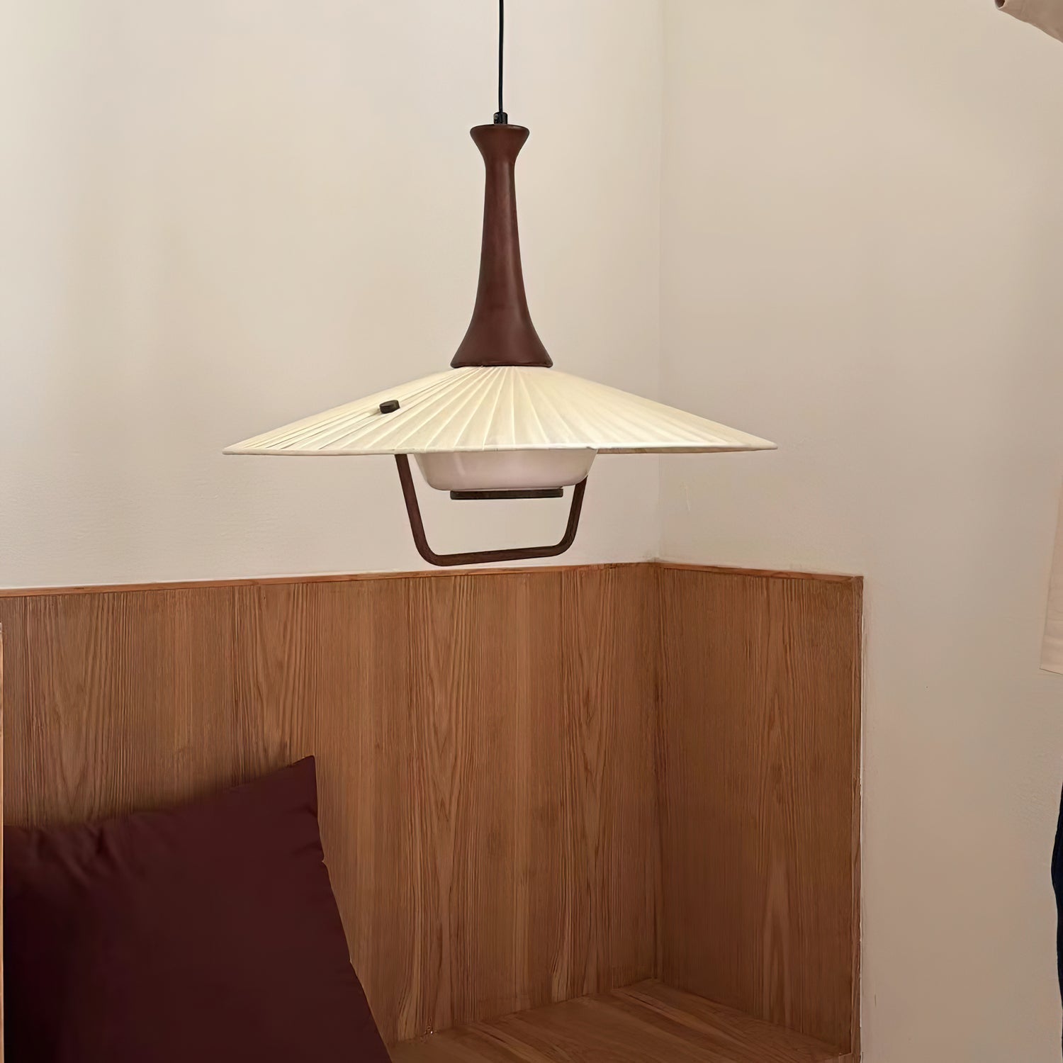 Mydorisra Traditional Classic Fabric Wood Pendant Lamp-Neutral Decor