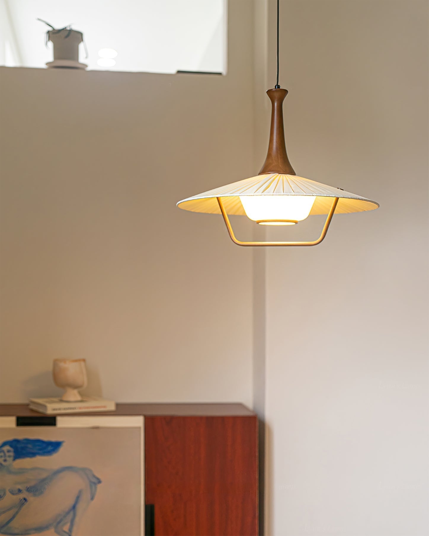 Mydorisra Traditional Classic Fabric Wood Pendant Lamp-Neutral Decor