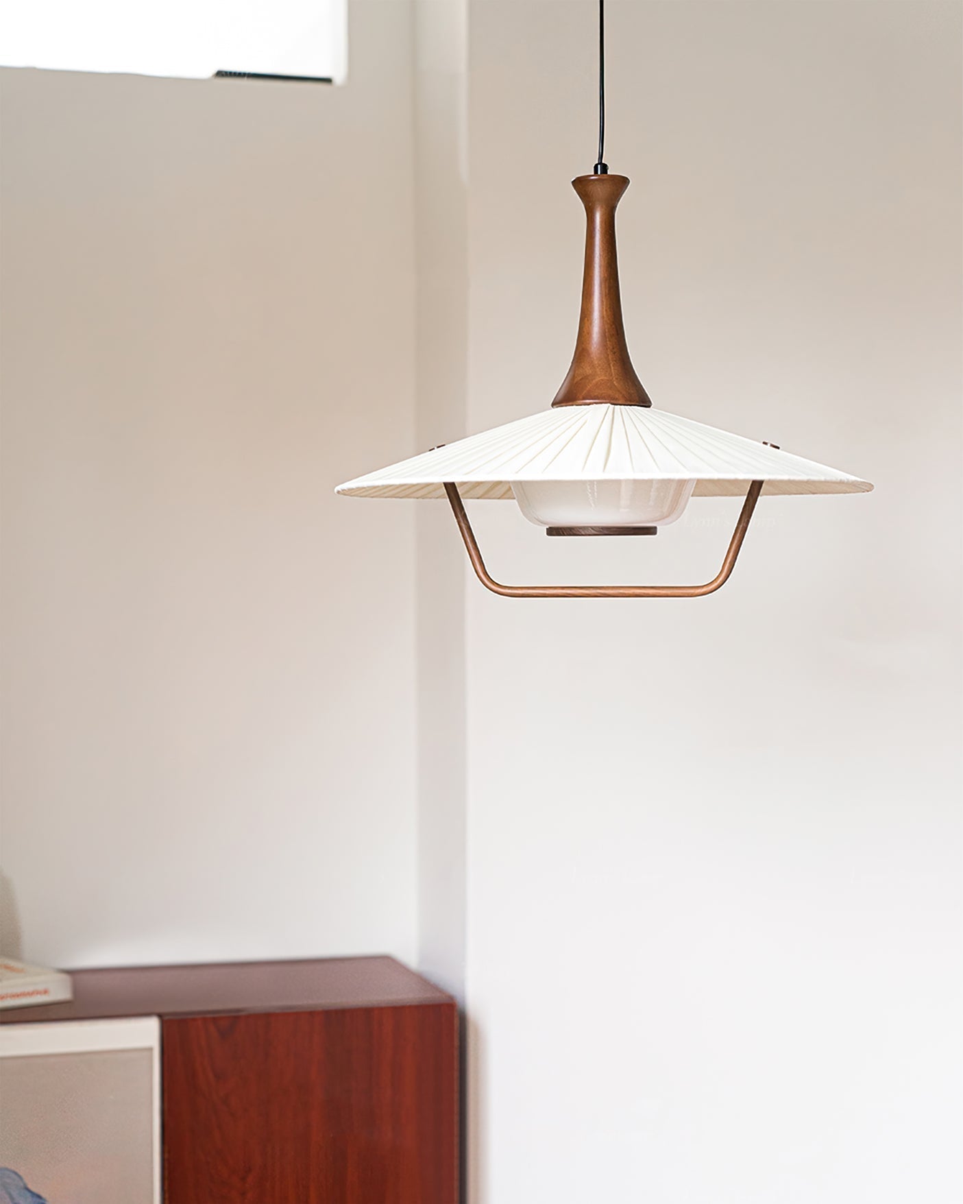 Mydorisra Traditional Classic Fabric Wood Pendant Lamp-Neutral Decor