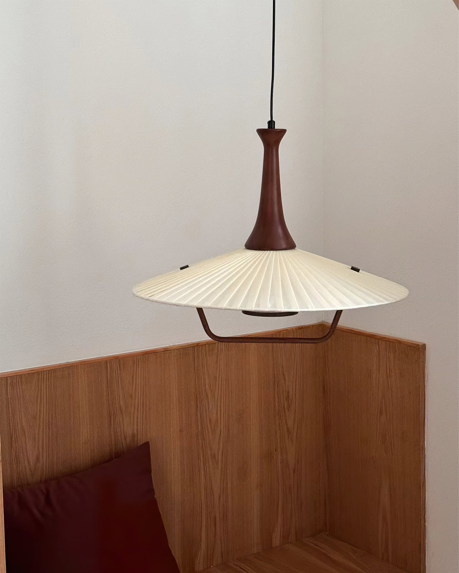 Mydorisra Traditional Classic Fabric Wood Pendant Lamp-Neutral Decor