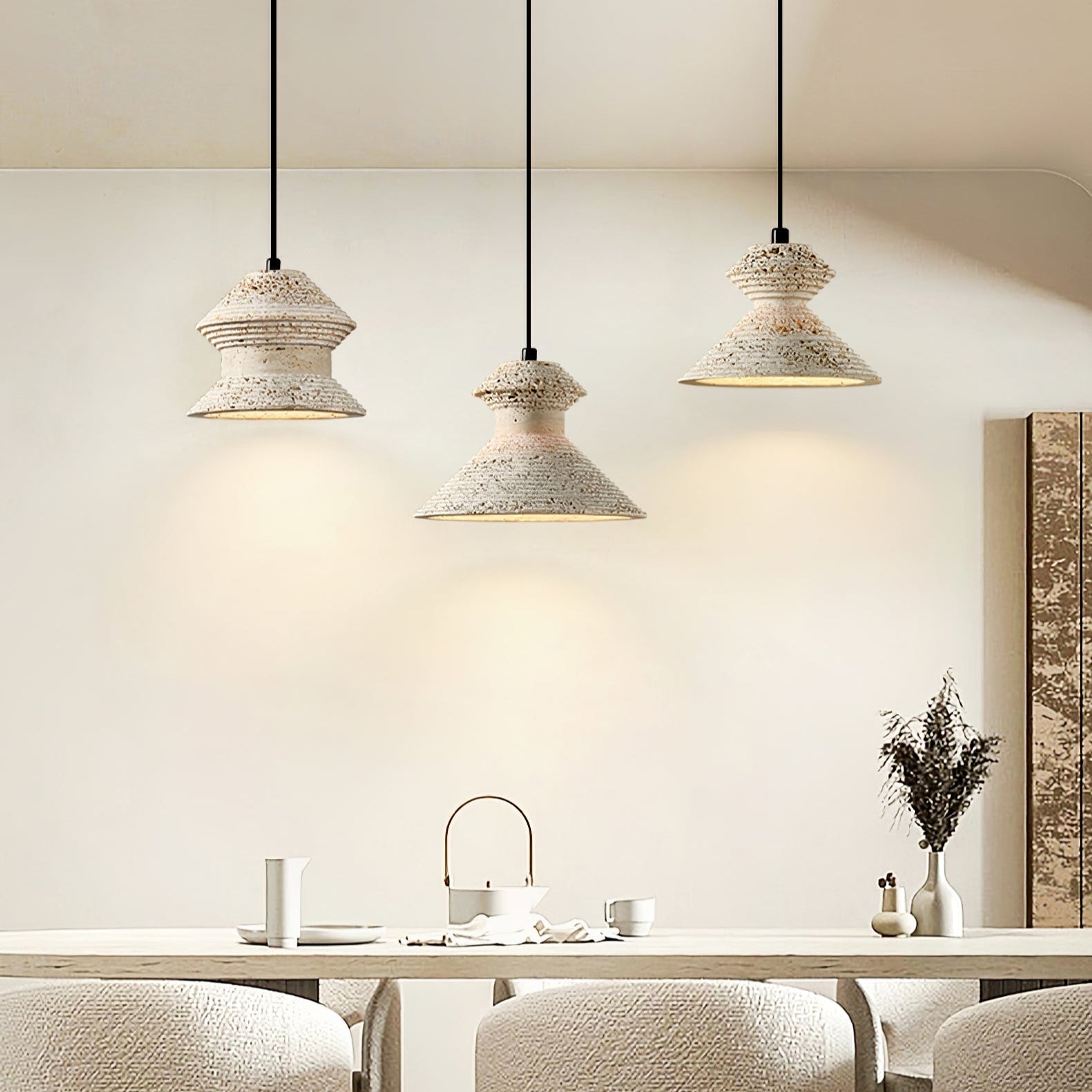 Nyrd Travertine Pendant Light-Neutral Decor