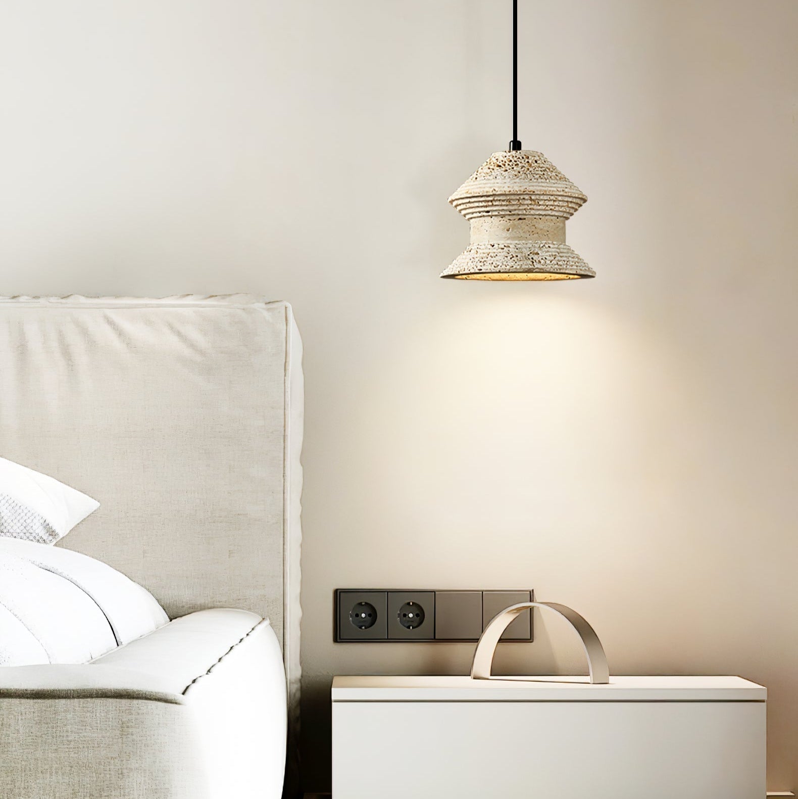 Nyrd Travertine Pendant Light-Neutral Decor