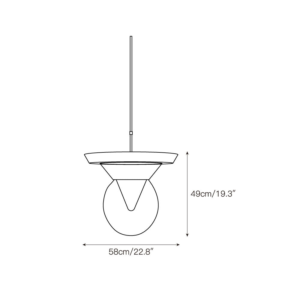 Eirene Pendant Lamp in Pink glass finish.