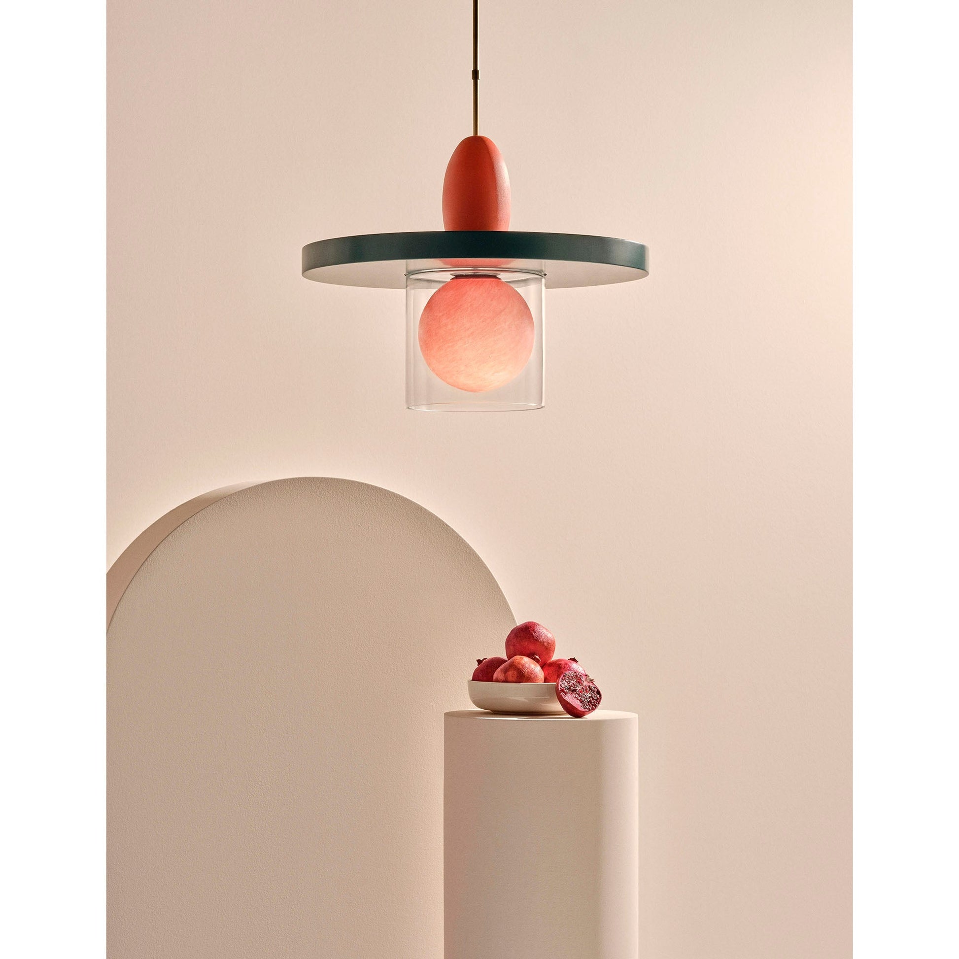 Eirene Glass Pendant Lamp, Model A, showing its dimensions.