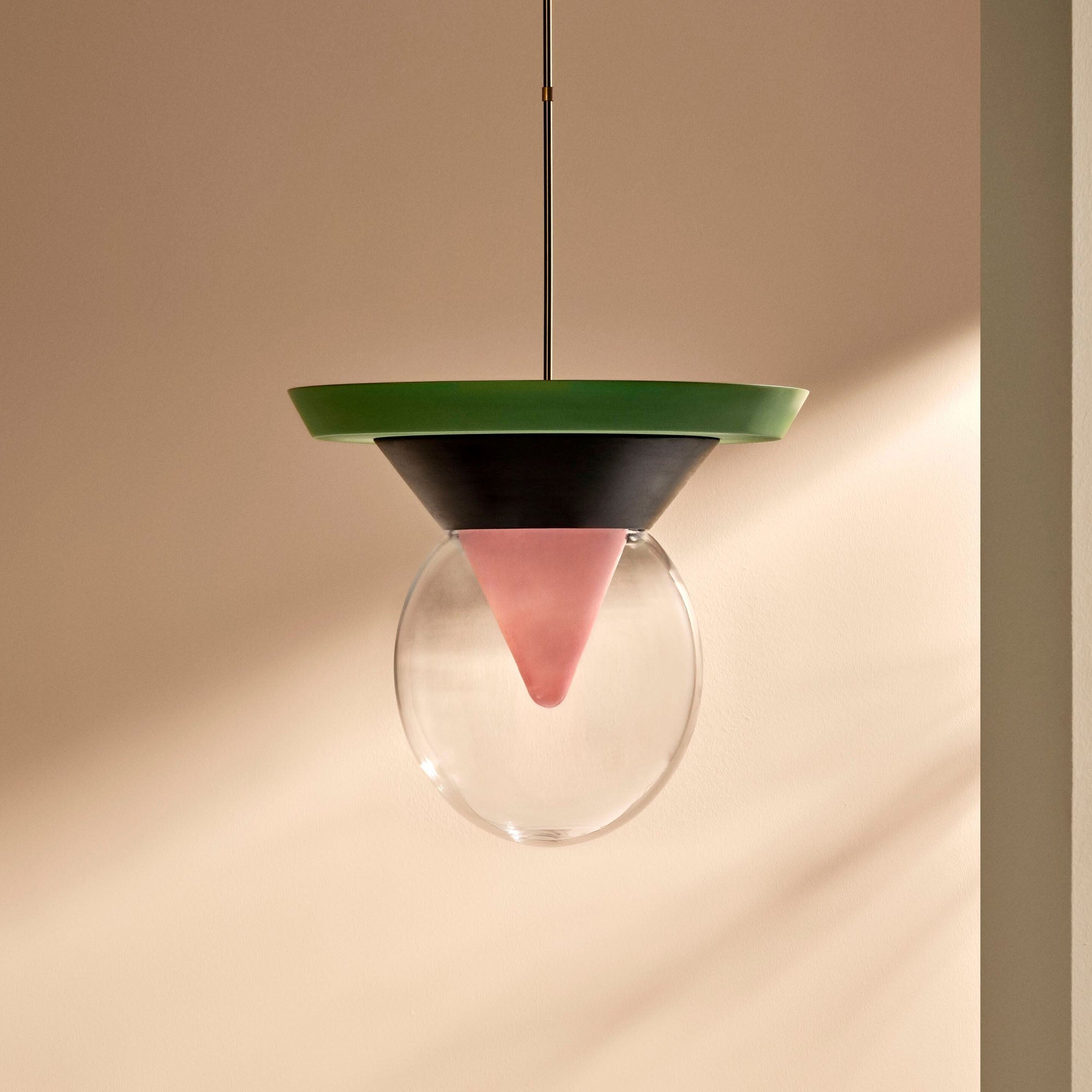 Eirene Glass Pendant Lamp, Model B, angled view.