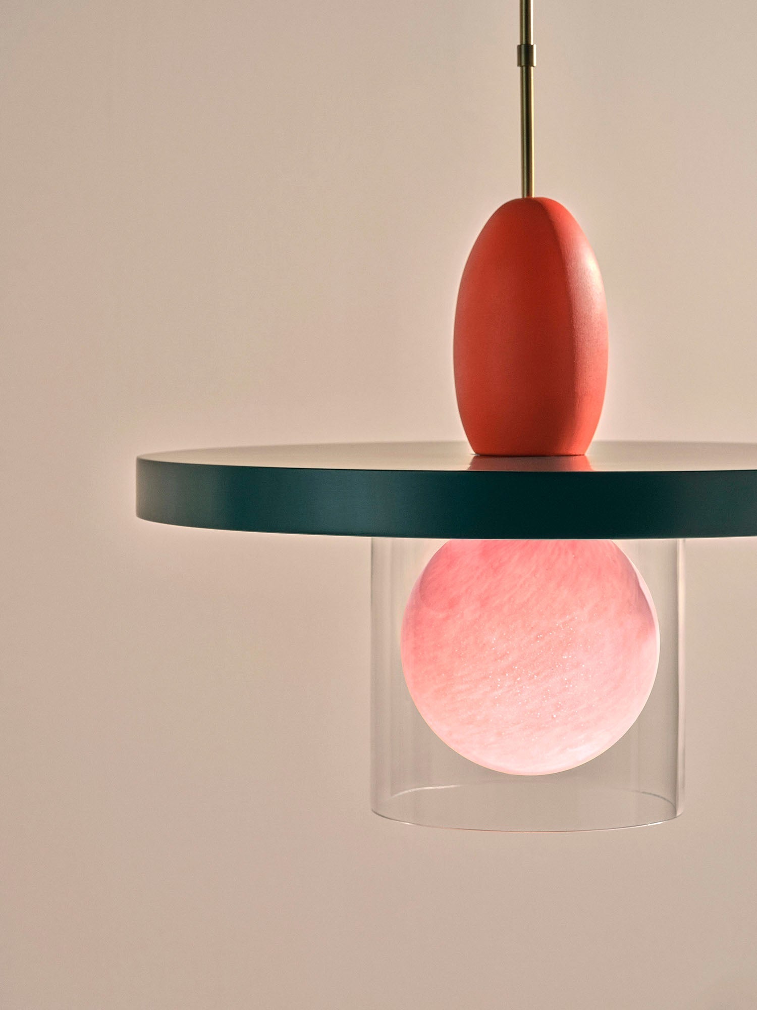 Detail shot of the metal and resin body of the Eirene lamp.