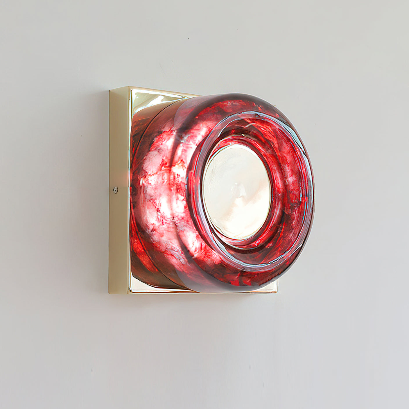 Eisner Red Wall Sconce, illuminated.