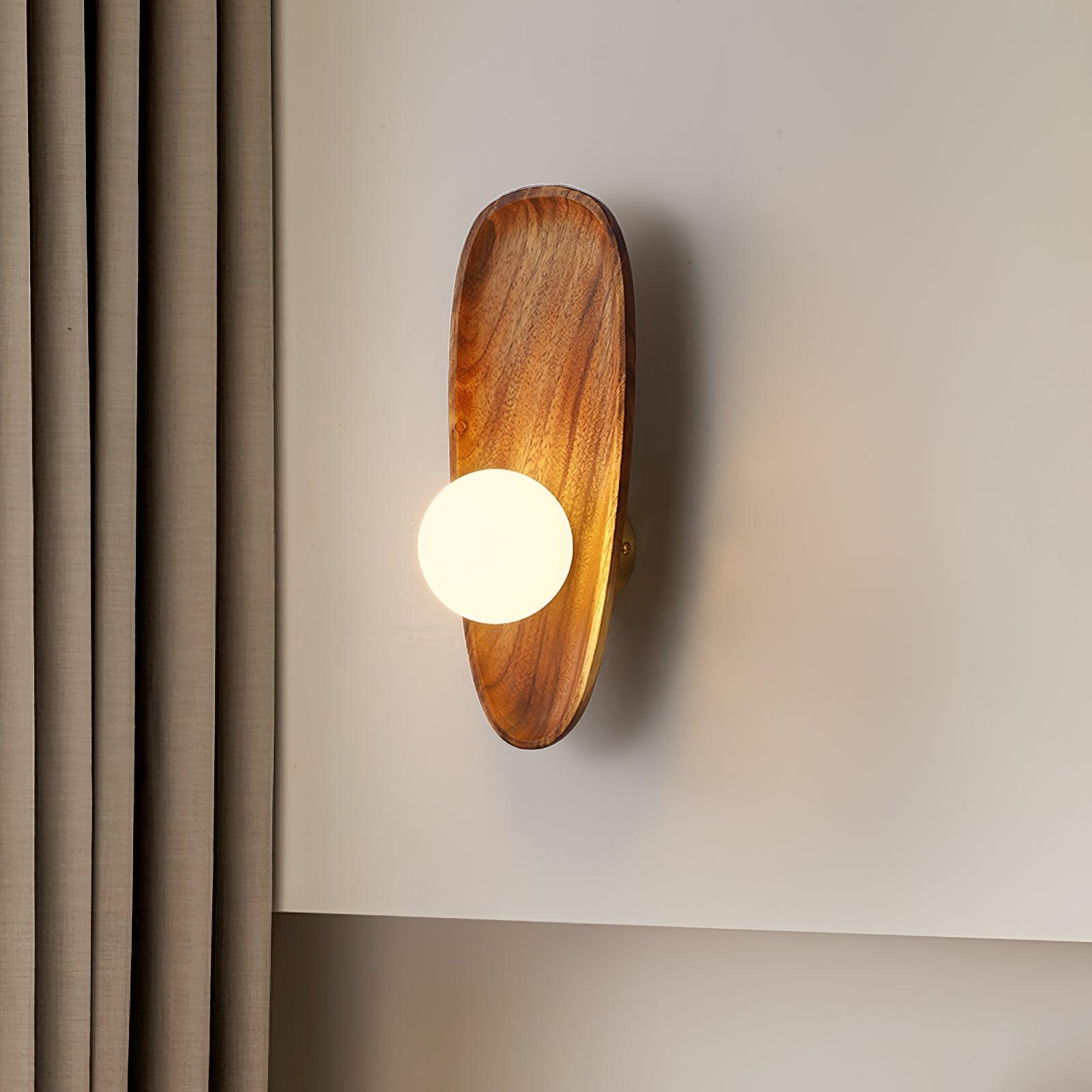 Keith Modern Minimalist Wood Glass Wall Lamp-Neutral Decor