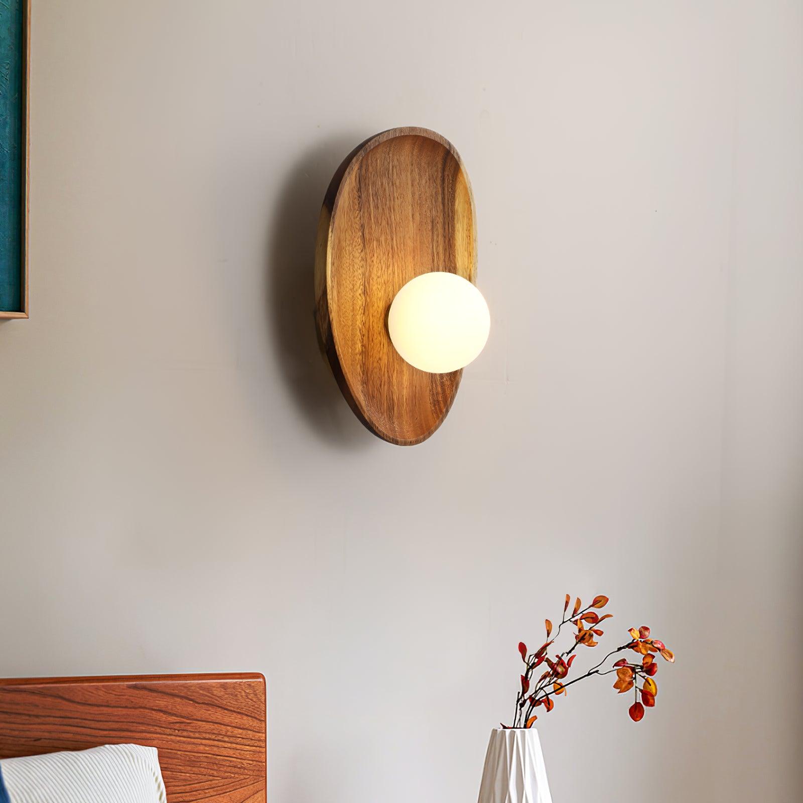 Keith Modern Minimalist Wood Glass Wall Lamp-Neutral Decor