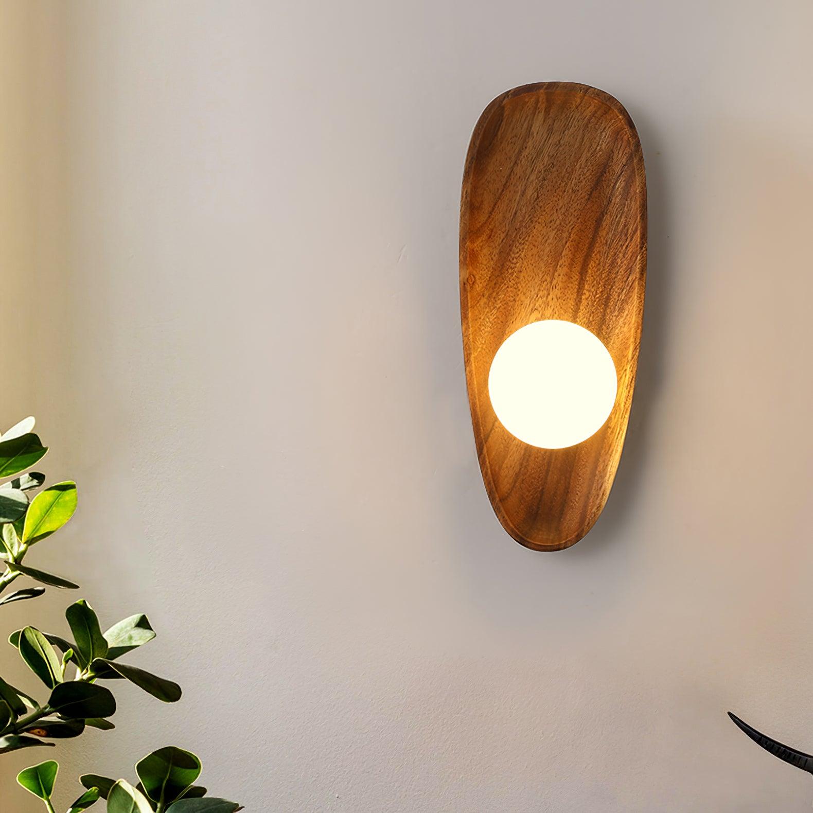 Keith Modern Minimalist Wood Glass Wall Lamp-Neutral Decor