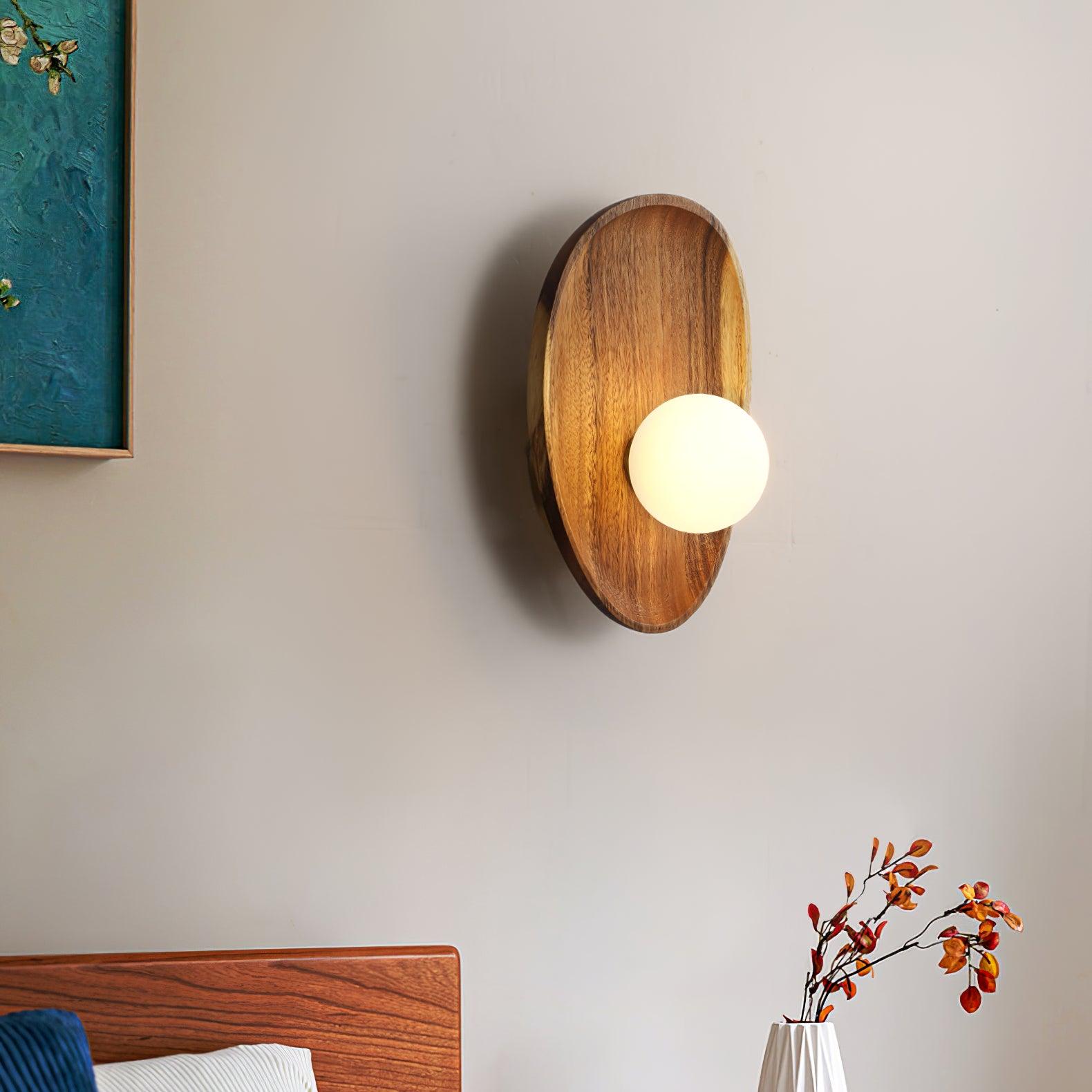 Keith Modern Minimalist Wood Glass Wall Lamp-Neutral Decor