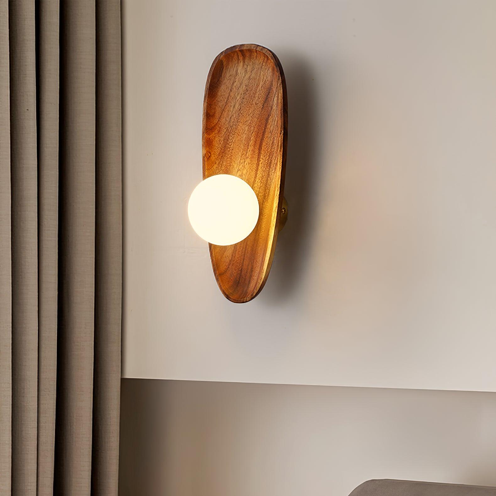 Keith Modern Minimalist Wood Glass Wall Lamp-Neutral Decor